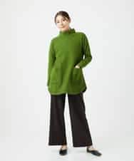 NHPAF18270 GIANNI LO GIUDICE(小さいサイズ)(メゾン ドゥ サンク) [日本製]ウールマイクロループスクランブル編みチュニックカットソー ブルー