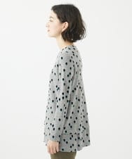 NHPCA01290 GIANNI LO GIUDICE(小さいサイズ)(メゾン ドゥ サンク) [日本製]フロッキードットプリントチュニックカットソー ライトグレー