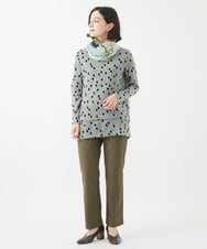 NHPCA01290 GIANNI LO GIUDICE(小さいサイズ)(メゾン ドゥ サンク) [日本製]フロッキードットプリントチュニックカットソー ライトグレー