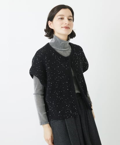 NHSAB50270 GIANNI LO GIUDICE(小さいサイズ) ウール混スパンコールニットカーディガン