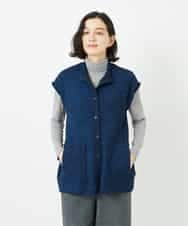 NHSAE12290 GIANNI LO GIUDICE(小さいサイズ)(メゾン ドゥ サンク) [日本製]シーレロングニットジレ ブラック系
