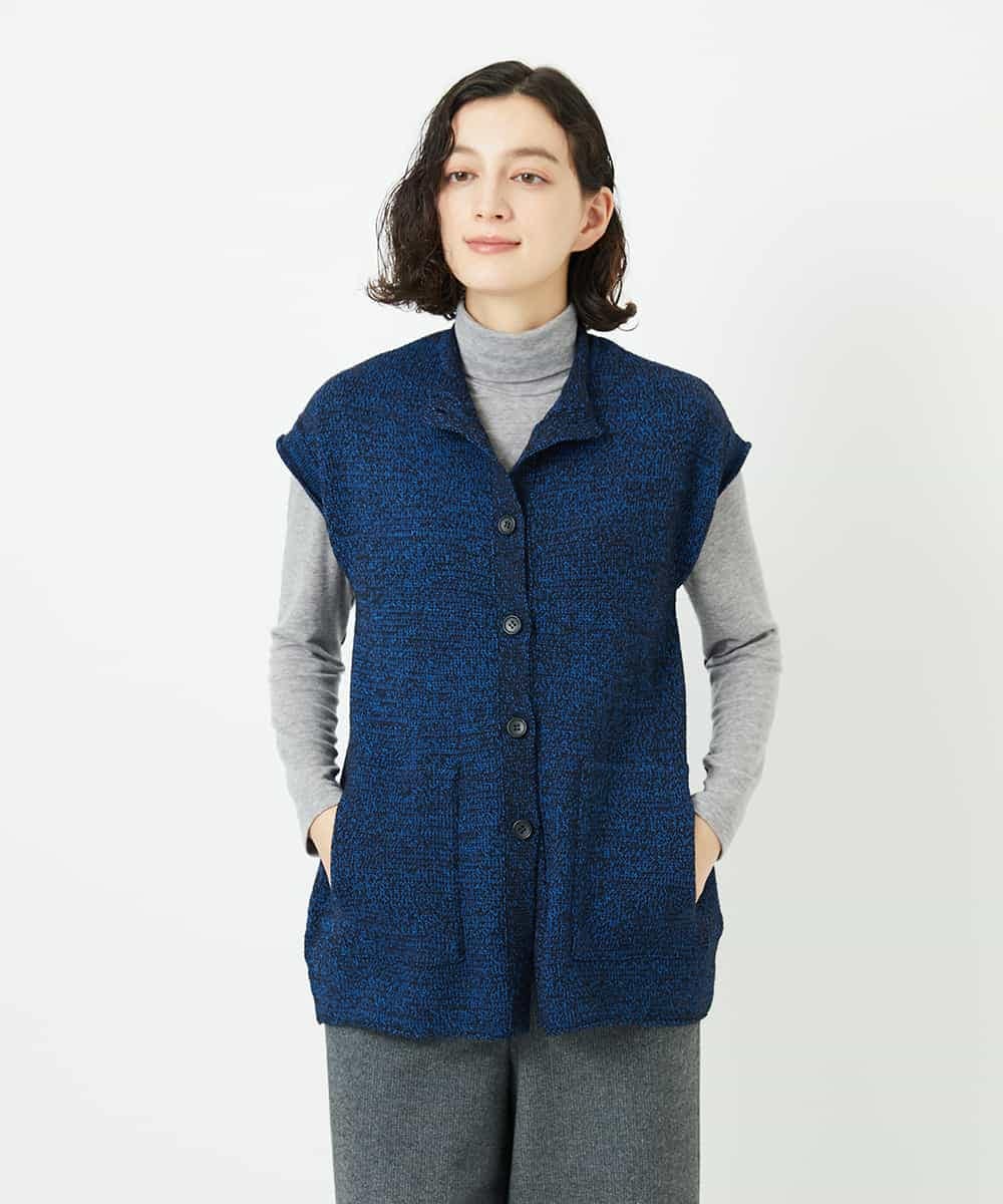 NHSAE12290 GIANNI LO GIUDICE(小さいサイズ)(メゾン ドゥ サンク) [日本製]シーレロングニットジレ ブラック系