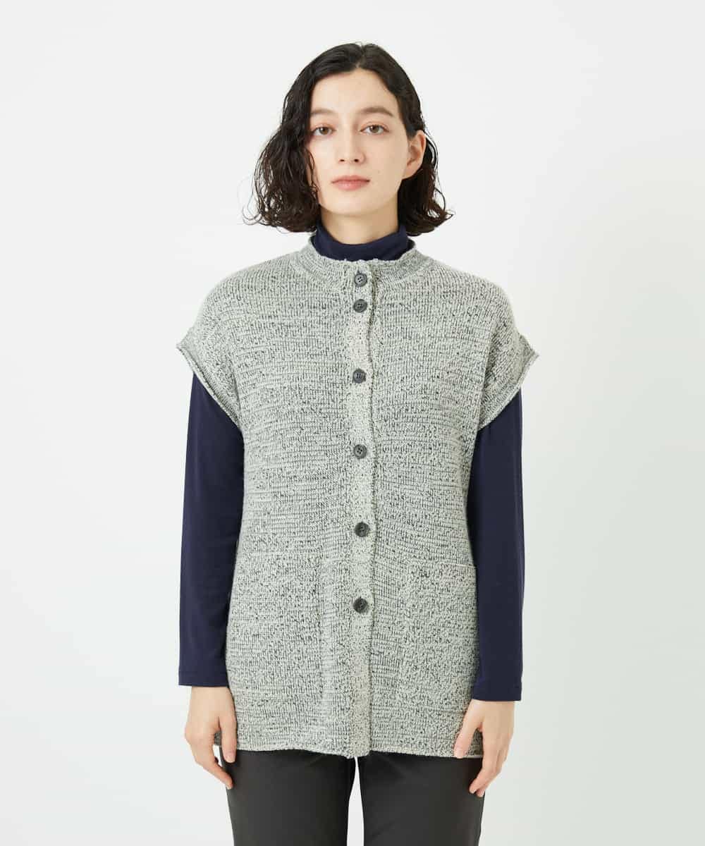 NHSAE12290 GIANNI LO GIUDICE(小さいサイズ)(メゾン ドゥ サンク) [日本製]シーレロングニットジレ ブラック系