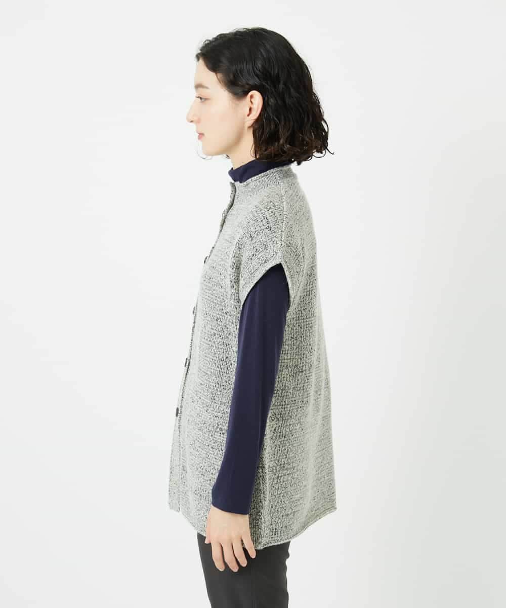 NHSAE12290 GIANNI LO GIUDICE(小さいサイズ)(メゾン ドゥ サンク) [日本製]シーレロングニットジレ ブラック系