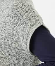 NHSAE12290 GIANNI LO GIUDICE(小さいサイズ)(メゾン ドゥ サンク) [日本製]シーレロングニットジレ ブラック系