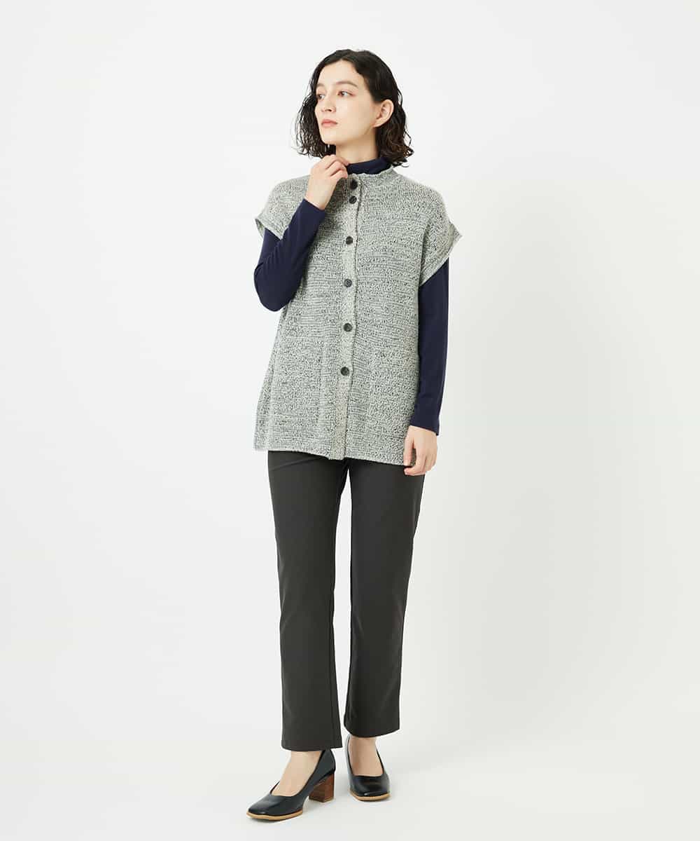 NHSAE12290 GIANNI LO GIUDICE(小さいサイズ)(メゾン ドゥ サンク) [日本製]シーレロングニットジレ ブラック系