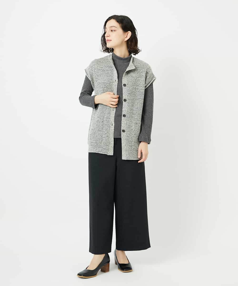 NHSAE12290 GIANNI LO GIUDICE(小さいサイズ)(メゾン ドゥ サンク) [日本製]シーレロングニットジレ ブラック系