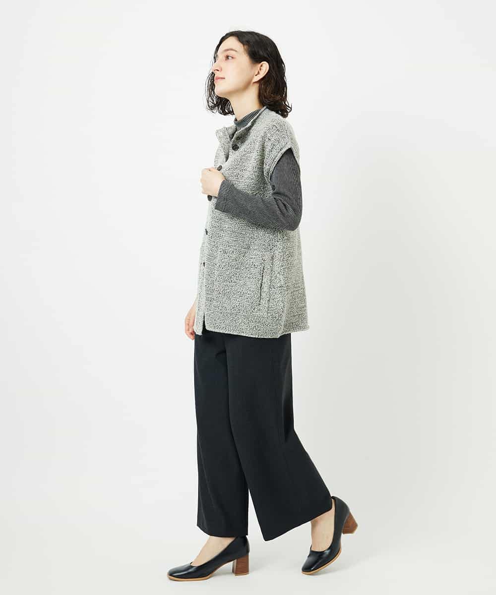 NHSAE12290 GIANNI LO GIUDICE(小さいサイズ)(メゾン ドゥ サンク) [日本製]シーレロングニットジレ ブラック系