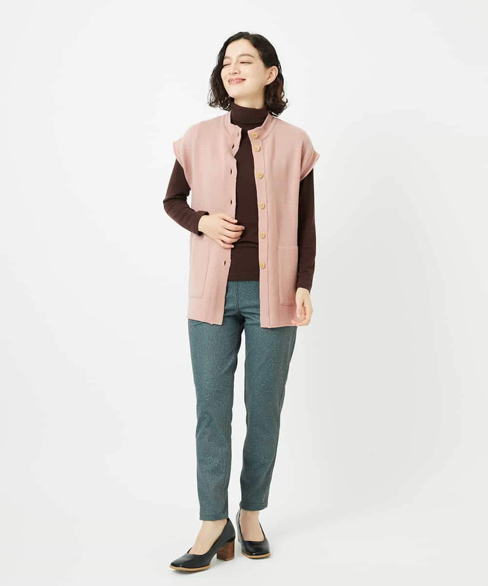 NHSAE12290 GIANNI LO GIUDICE(小さいサイズ)(メゾン ドゥ サンク) [日本製]シーレロングニットジレ ブラック系