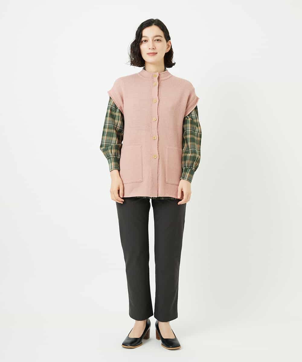 NHSAE12290 GIANNI LO GIUDICE(小さいサイズ)(メゾン ドゥ サンク) [日本製]シーレロングニットジレ ブラック系