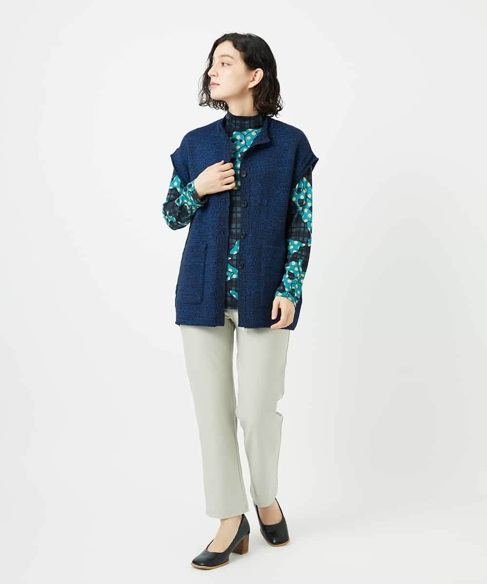NHSAE12290 GIANNI LO GIUDICE(小さいサイズ)(メゾン ドゥ サンク) [日本製]シーレロングニットジレ ブラック系