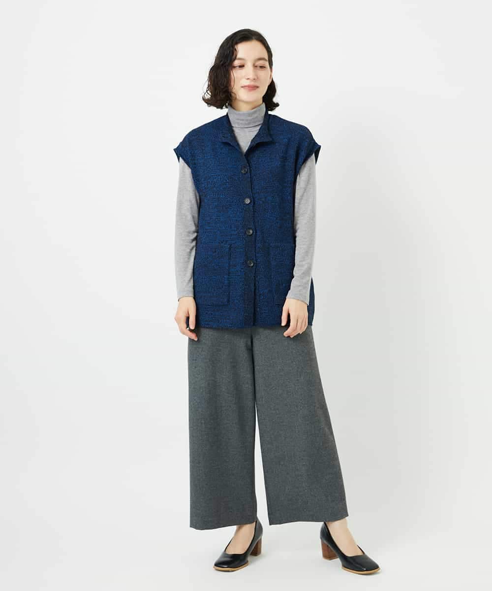 NHSAE12290 GIANNI LO GIUDICE(小さいサイズ)(メゾン ドゥ サンク) [日本製]シーレロングニットジレ ブラック系