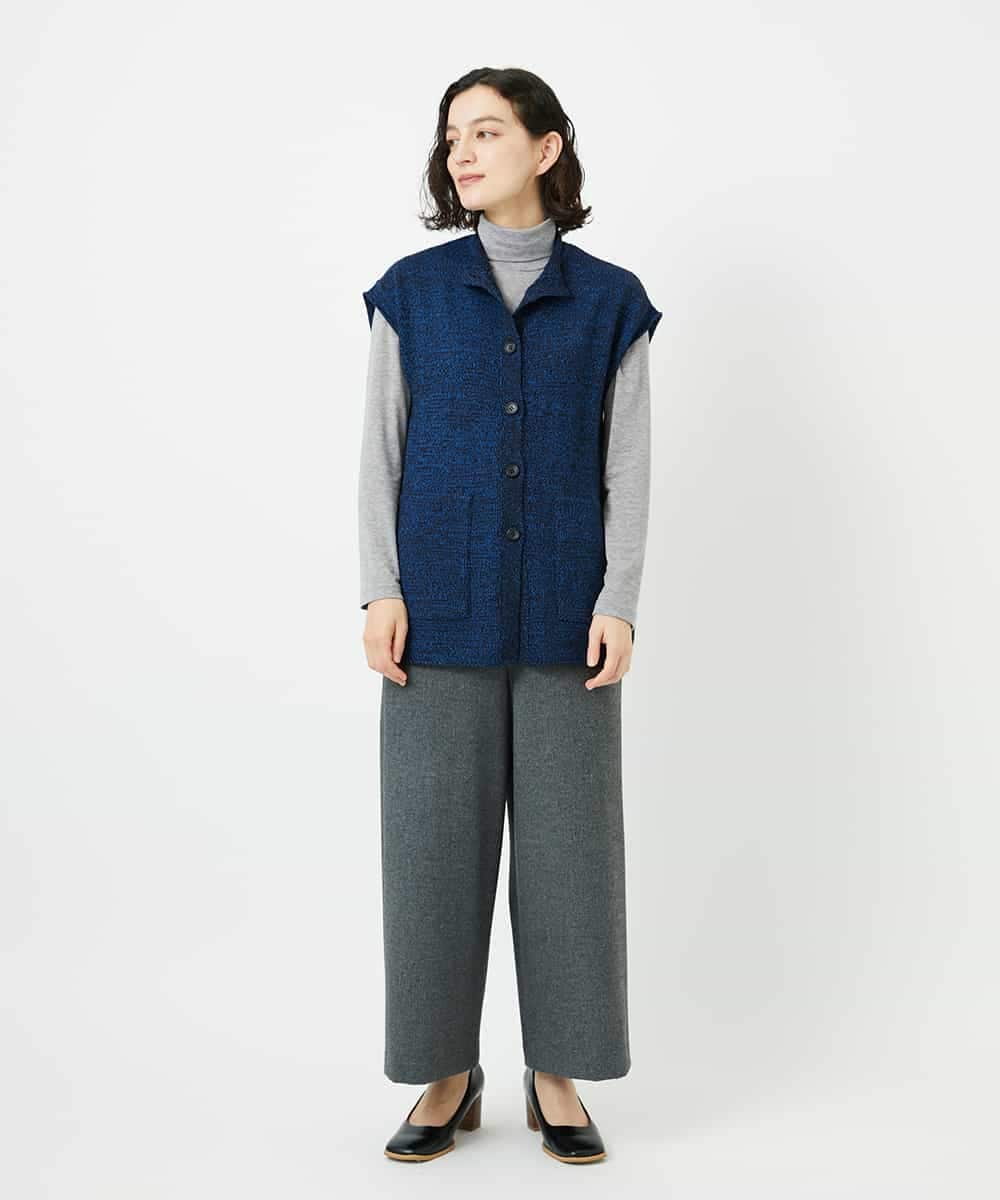 NHSAE12290 GIANNI LO GIUDICE(小さいサイズ)(メゾン ドゥ サンク) [日本製]シーレロングニットジレ ブラック系