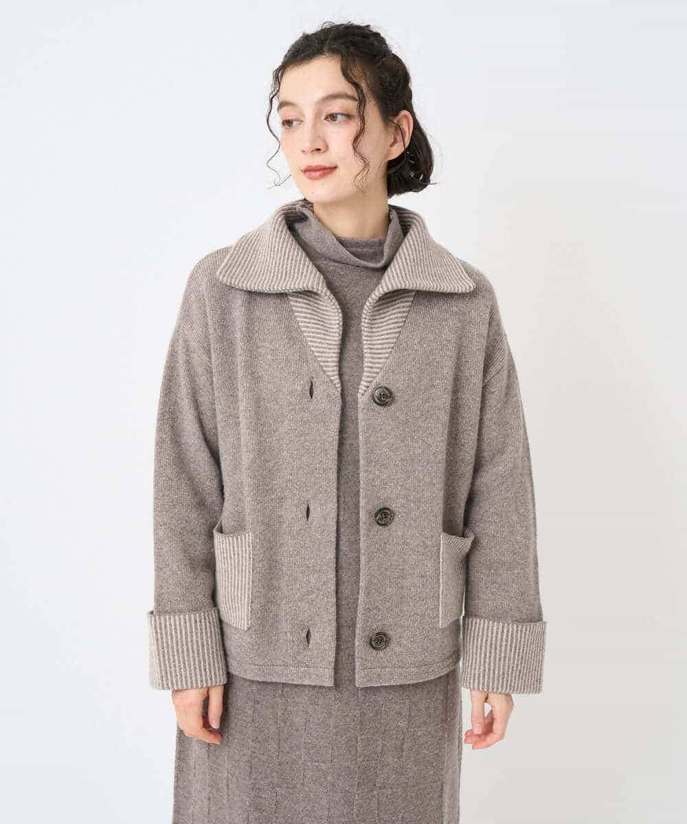 NHSAE40390 GIANNI LO GIUDICE(小さいサイズ)(メゾン ドゥ サンク) [セットアップ対応]エキストラファインメリノ ウールニットジャケット ベージュ