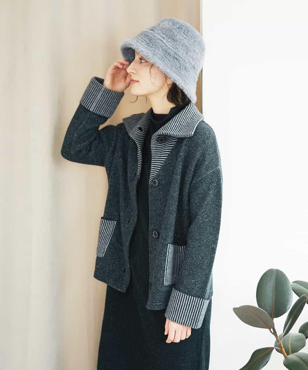 NHSAE40390 GIANNI LO GIUDICE(小さいサイズ)(メゾン ドゥ サンク) [セットアップ対応]エキストラファインメリノ ウールニットジャケット ベージュ