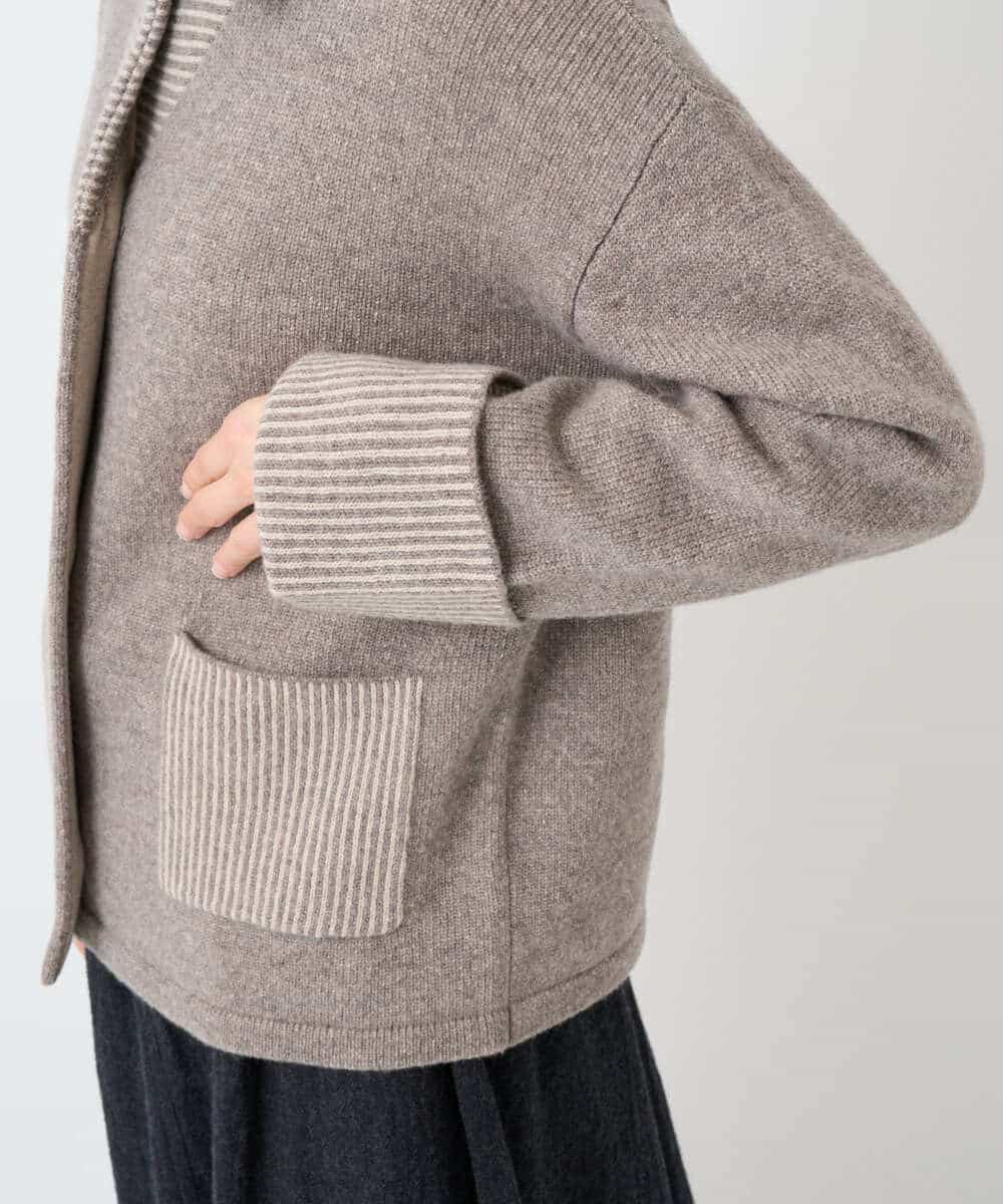 NHSAE40390 GIANNI LO GIUDICE(小さいサイズ)(メゾン ドゥ サンク) [セットアップ対応]エキストラファインメリノ ウールニットジャケット ベージュ