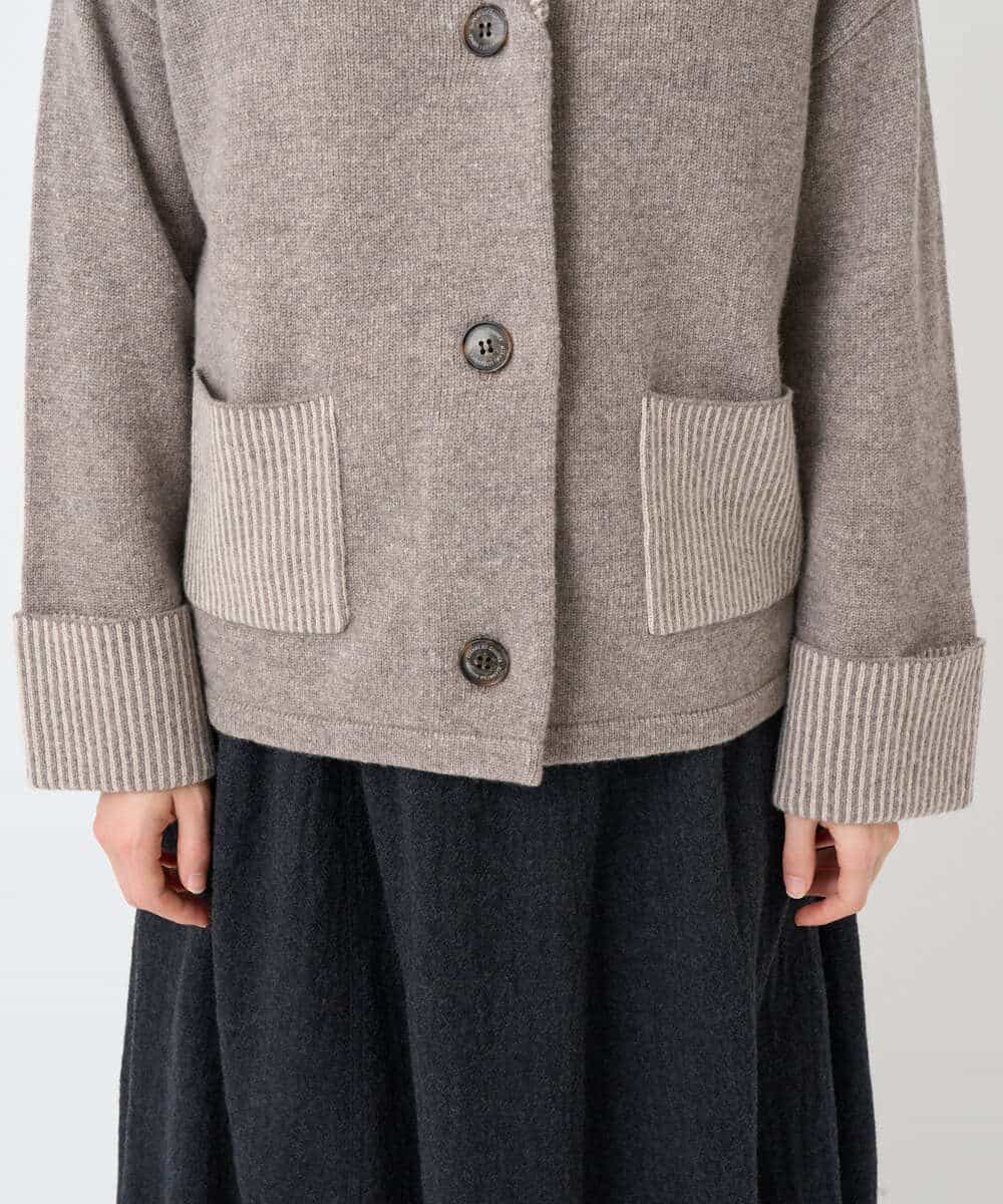 NHSAE40390 GIANNI LO GIUDICE(小さいサイズ)(メゾン ドゥ サンク) [セットアップ対応]エキストラファインメリノ ウールニットジャケット ベージュ