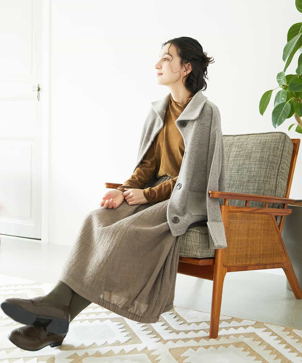 NHSAE40390 GIANNI LO GIUDICE(小さいサイズ)(メゾン ドゥ サンク) [セットアップ対応]エキストラファインメリノ ウールニットジャケット ベージュ