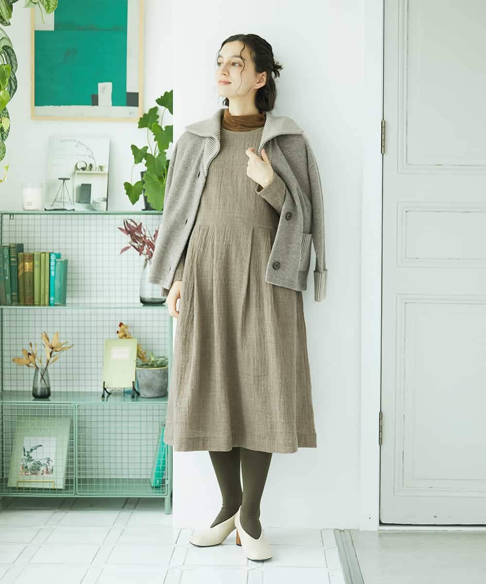 NHSAE40390 GIANNI LO GIUDICE(小さいサイズ)(メゾン ドゥ サンク) [セットアップ対応]エキストラファインメリノ ウールニットジャケット ベージュ