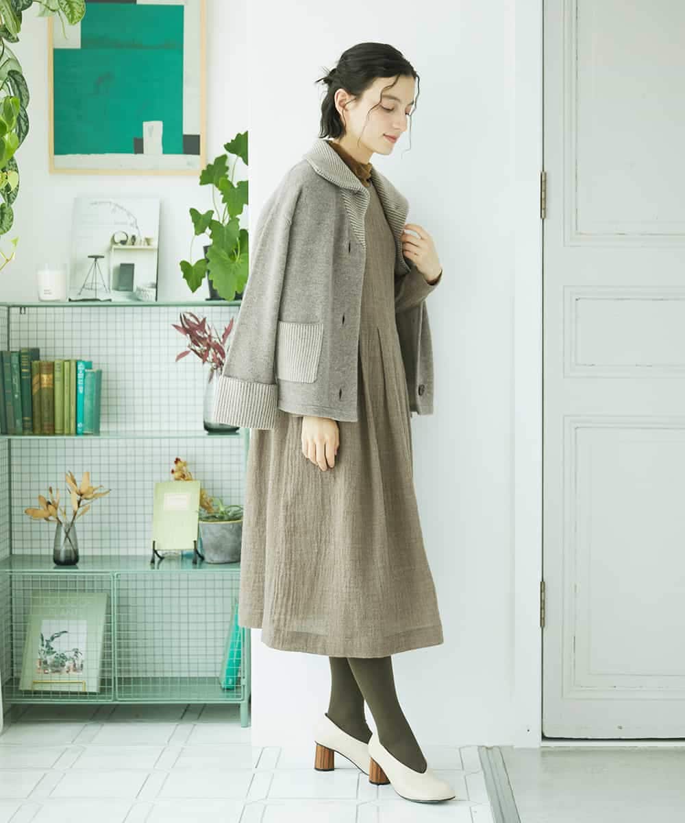 NHSAE40390 GIANNI LO GIUDICE(小さいサイズ)(メゾン ドゥ サンク) [セットアップ対応]エキストラファインメリノ ウールニットジャケット ベージュ