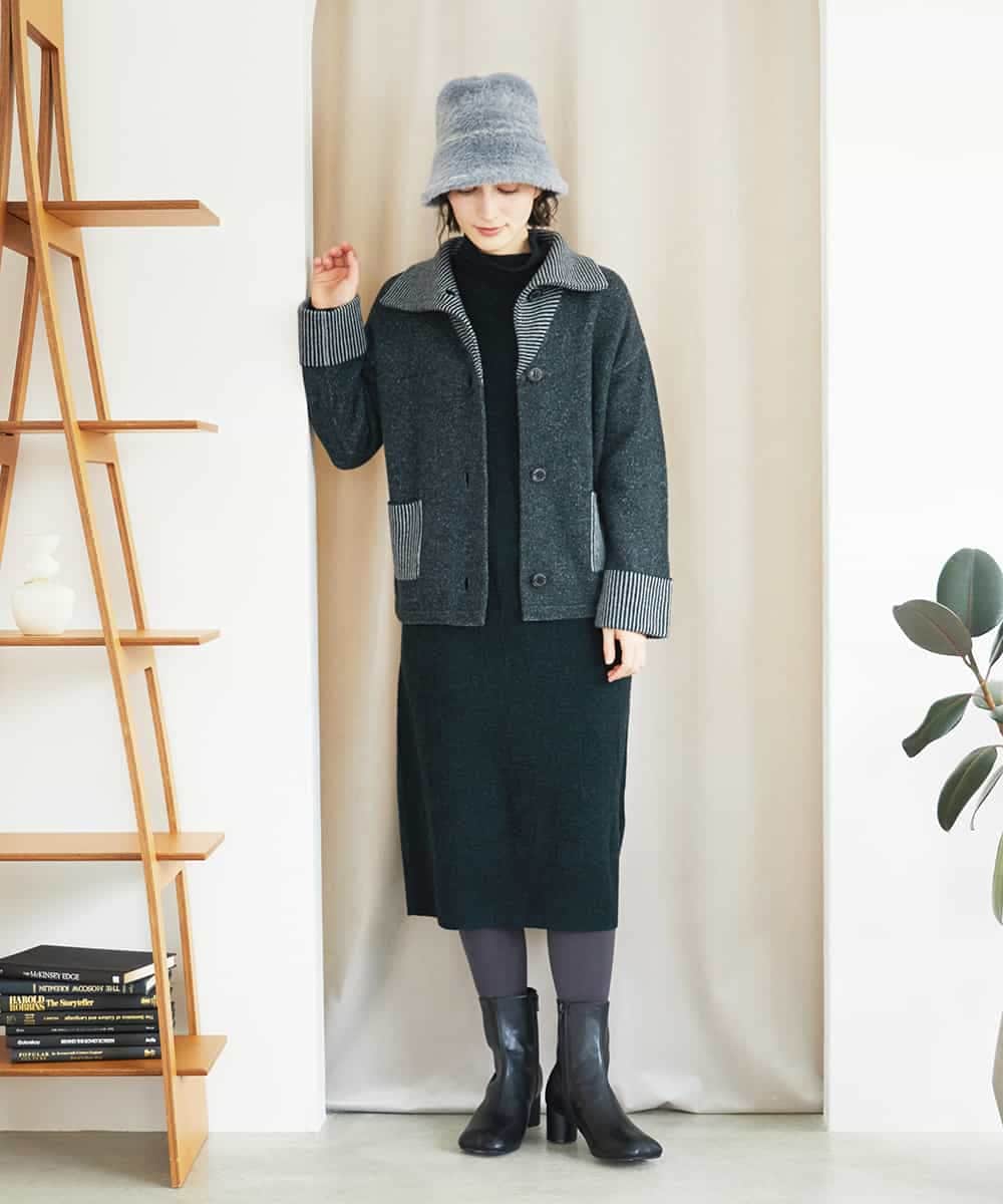 NHSAE40390 GIANNI LO GIUDICE(小さいサイズ)(メゾン ドゥ サンク) [セットアップ対応]エキストラファインメリノ ウールニットジャケット ベージュ