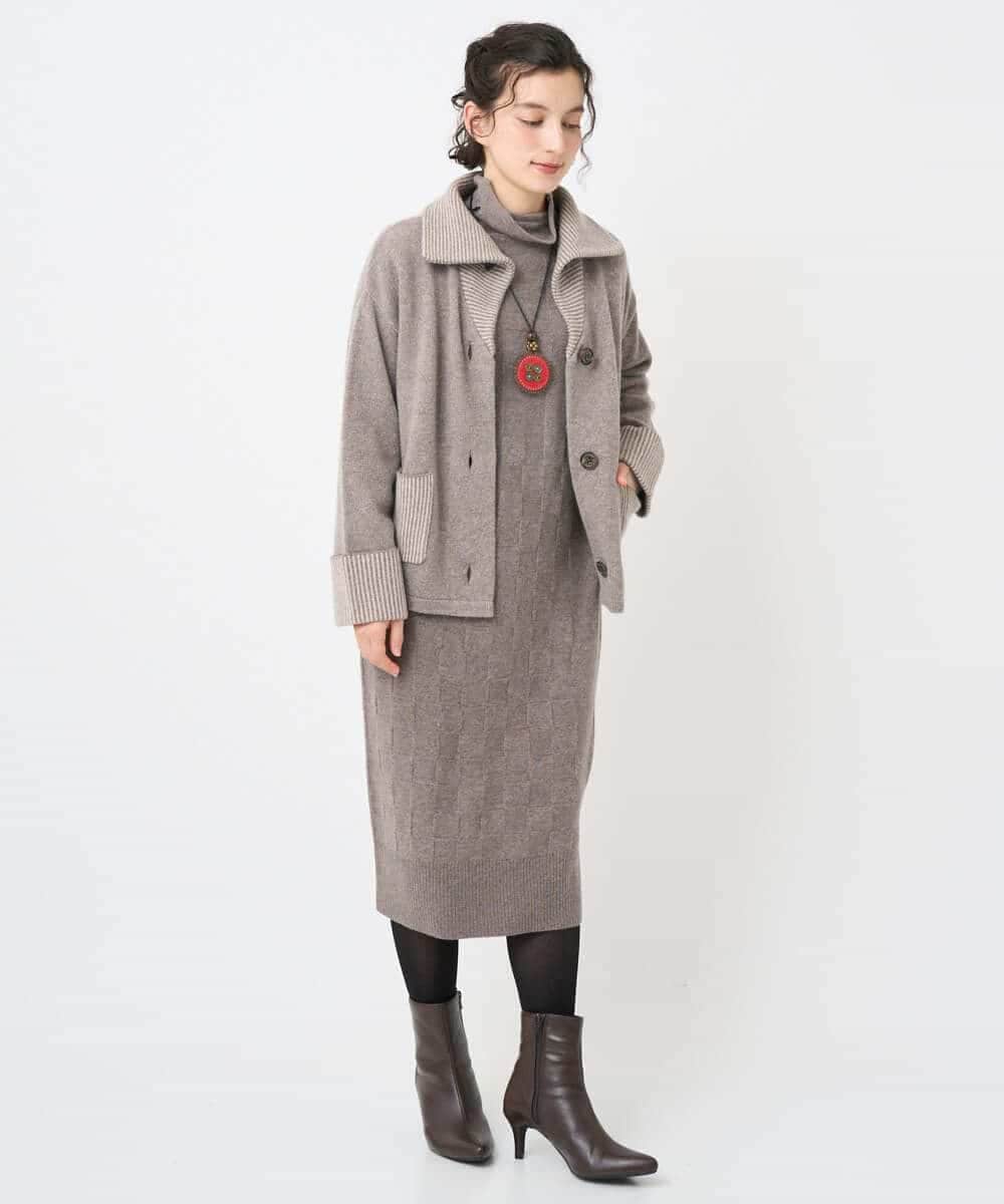 NHSAE40390 GIANNI LO GIUDICE(小さいサイズ)(メゾン ドゥ サンク) [セットアップ対応]エキストラファインメリノ ウールニットジャケット ベージュ