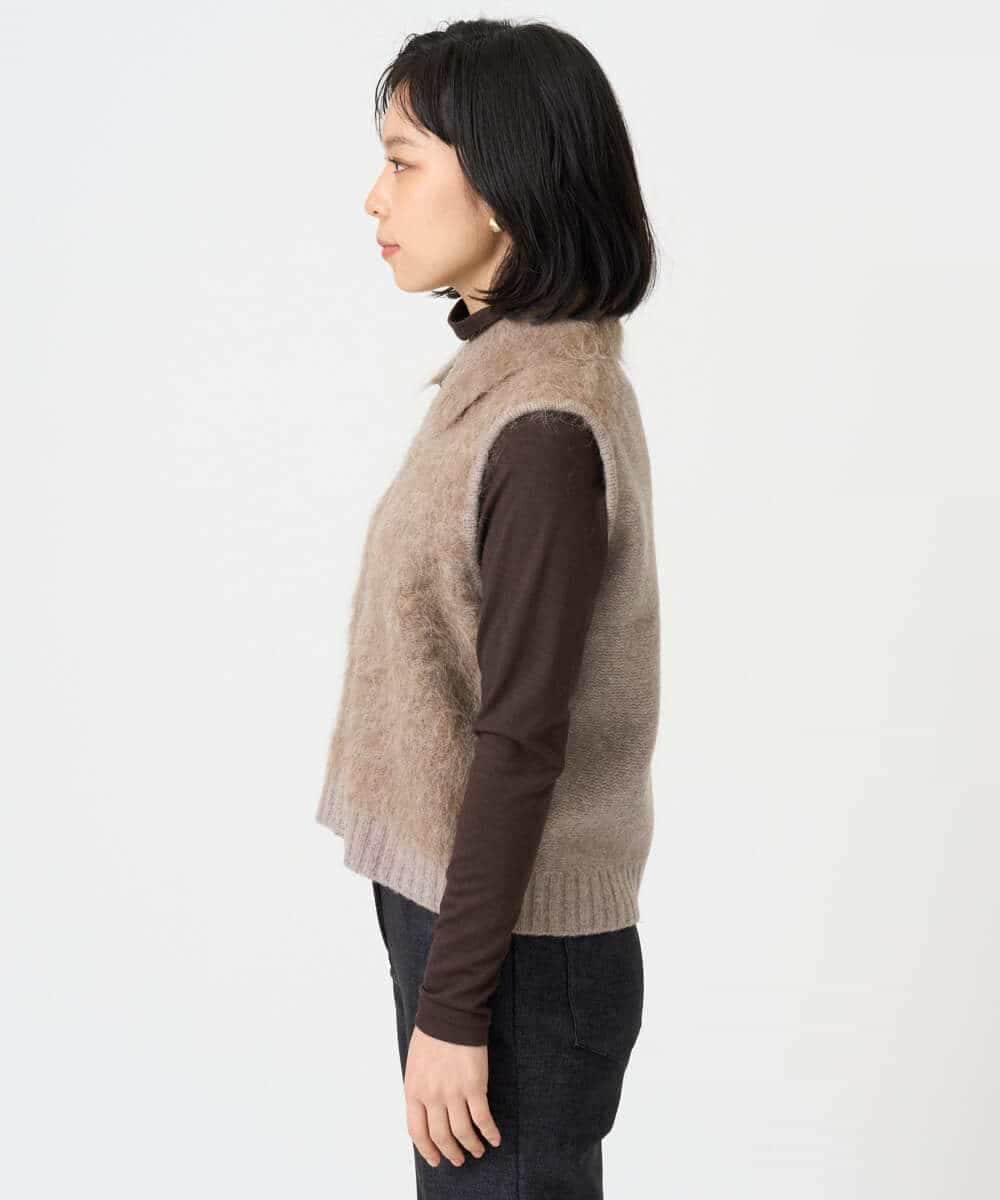 NHSAH36290 GIANNI LO GIUDICE(小さいサイズ)(メゾン ドゥ サンク) アルパカファーベスト ベージュ