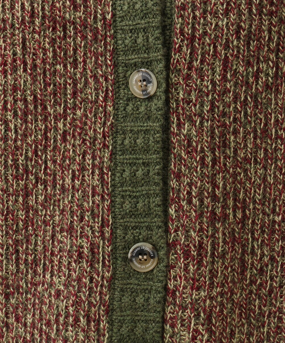 NHSAH41270 GIANNI LO GIUDICE(小さいサイズ)(メゾン ドゥ サンク) ミックスヤーンカーディガン ライトブルー