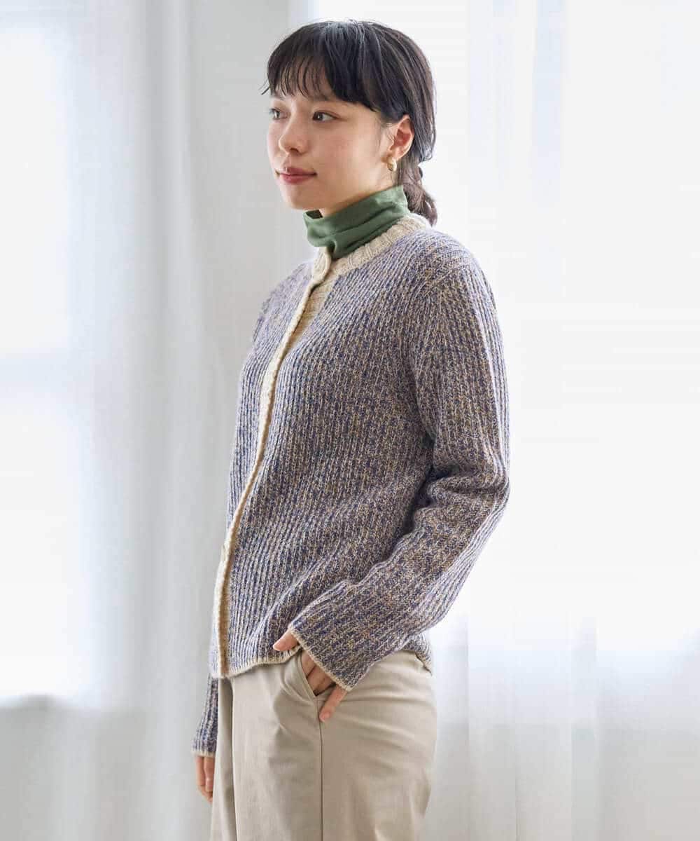NHSAH41270 GIANNI LO GIUDICE(小さいサイズ)(メゾン ドゥ サンク) ミックスヤーンカーディガン ネイビー