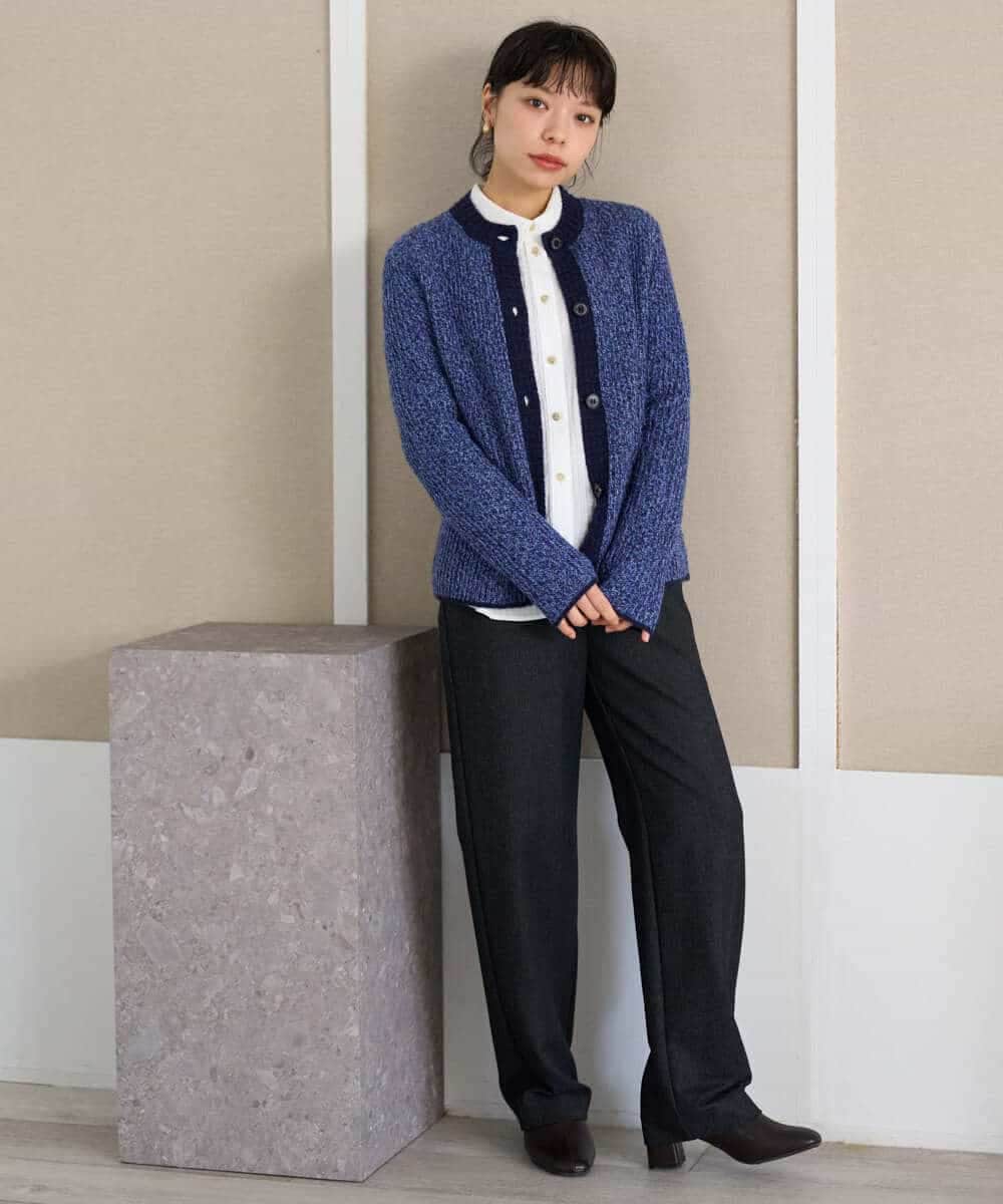NHSAH41270 GIANNI LO GIUDICE(小さいサイズ)(メゾン ドゥ サンク) ミックスヤーンカーディガン ネイビー