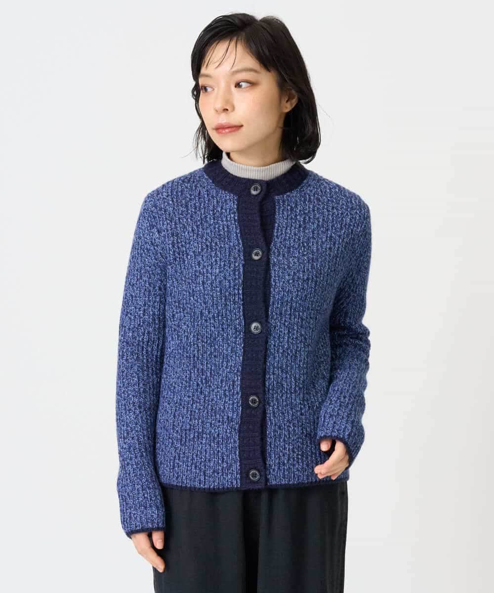 NHSAH41270 GIANNI LO GIUDICE(小さいサイズ)(メゾン ドゥ サンク) ミックスヤーンカーディガン ネイビー