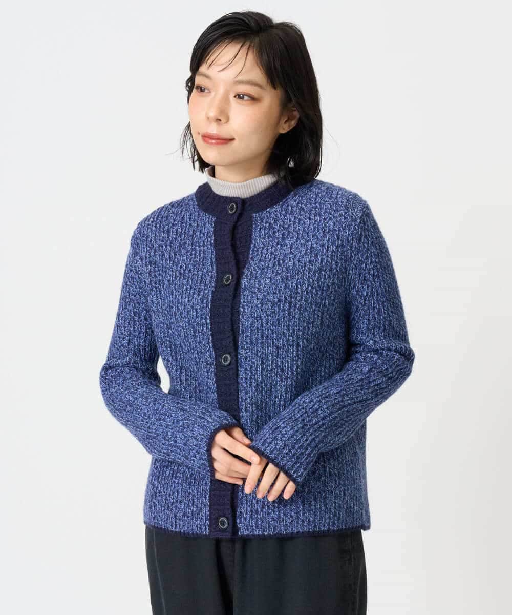 NHSAH41270 GIANNI LO GIUDICE(小さいサイズ)(メゾン ドゥ サンク) ミックスヤーンカーディガン ネイビー