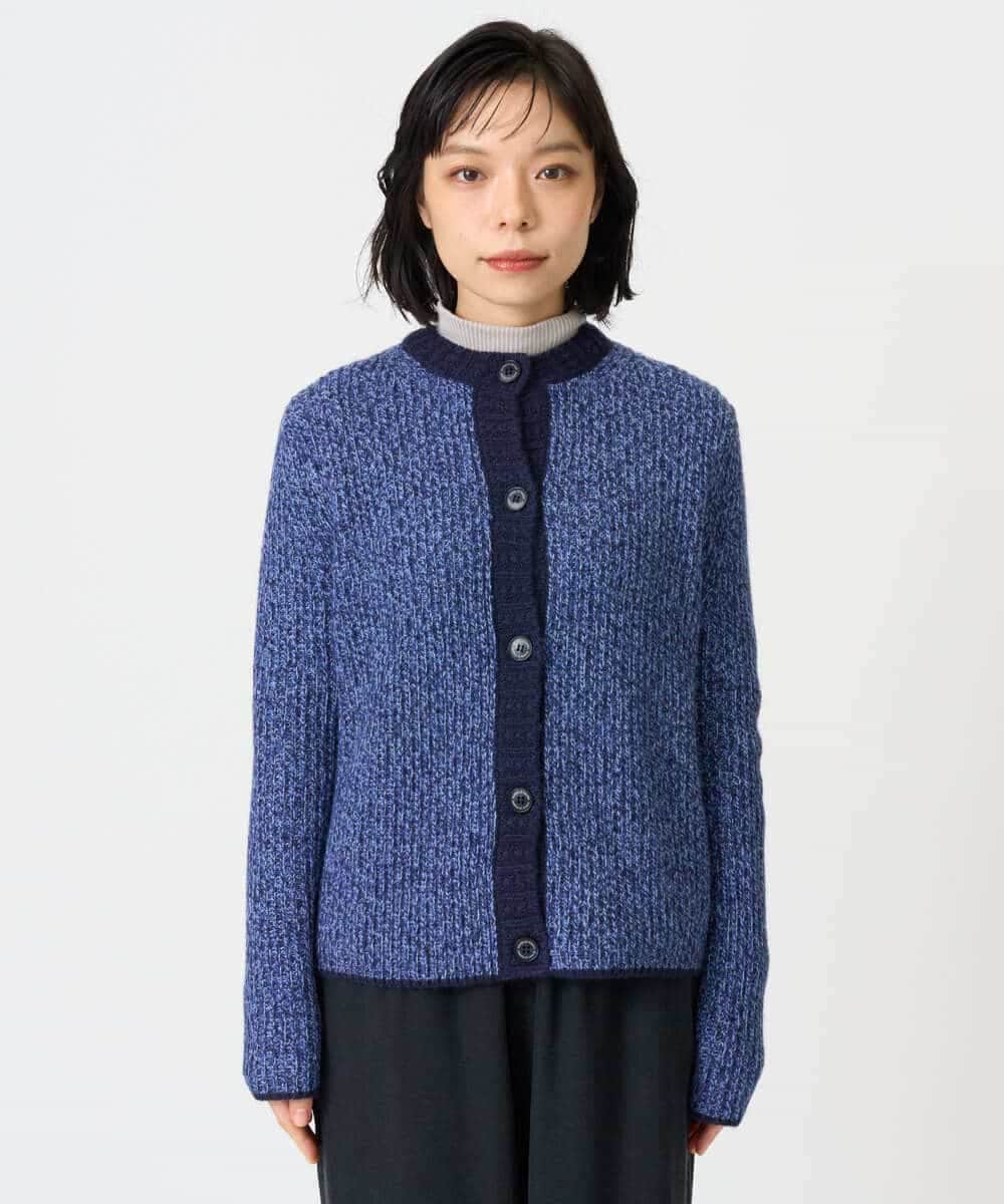 NHSAH41270 GIANNI LO GIUDICE(小さいサイズ)(メゾン ドゥ サンク) ミックスヤーンカーディガン ネイビー