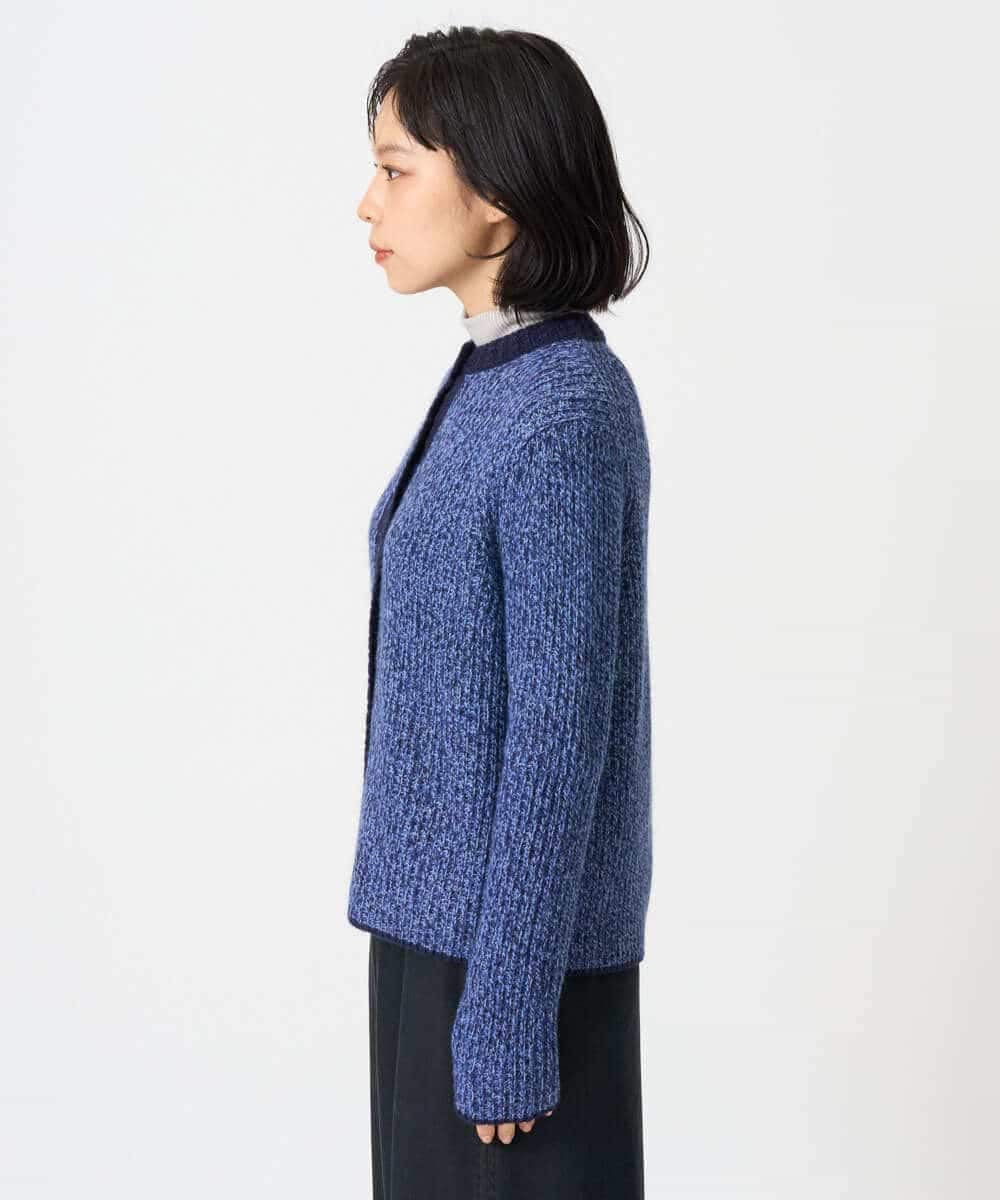 NHSAH41270 GIANNI LO GIUDICE(小さいサイズ)(メゾン ドゥ サンク) ミックスヤーンカーディガン ネイビー
