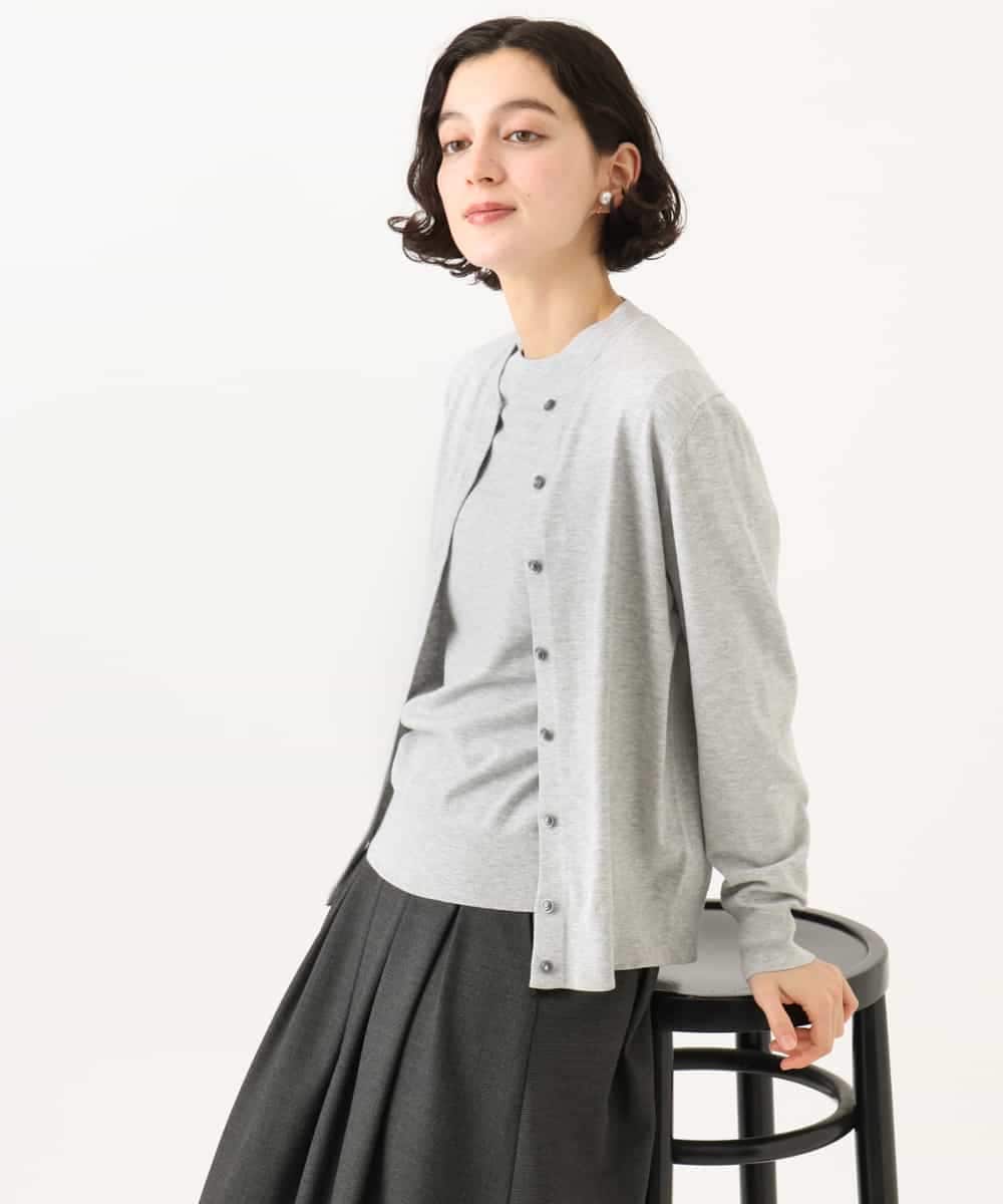 NHSAI80180 GIANNI LO GIUDICE(小さいサイズ)(メゾン ドゥ サンク) [アンサンブル対応]クルーネックニットカーディガン グレー（無地）