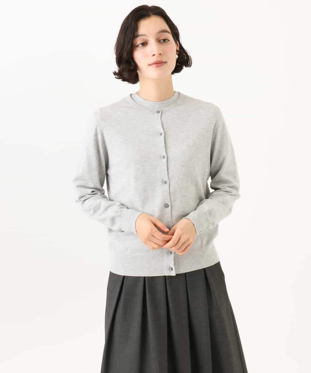 NHSAI80180 GIANNI LO GIUDICE(小さいサイズ)(メゾン ドゥ サンク) [アンサンブル対応]クルーネックニットカーディガン グレー（無地）