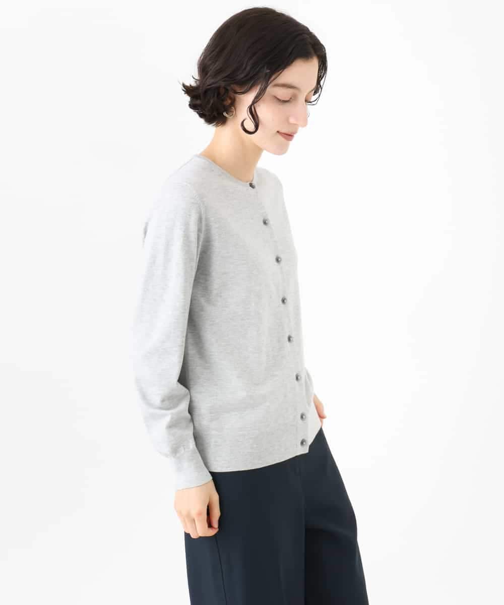 NHSAI80180 GIANNI LO GIUDICE(小さいサイズ)(メゾン ドゥ サンク) [アンサンブル対応]クルーネックニットカーディガン グレー（無地）