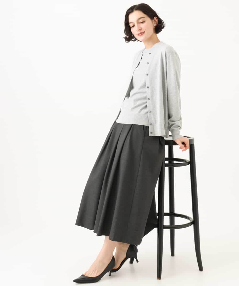 NHSAI80180 GIANNI LO GIUDICE(小さいサイズ)(メゾン ドゥ サンク) [アンサンブル対応]クルーネックニットカーディガン グレー（無地）