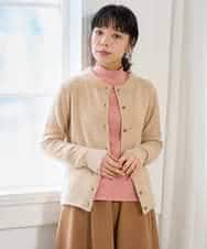 NHSAI86390 GIANNI LO GIUDICE(小さいサイズ)(メゾン ドゥ サンク) ピュアカシミヤクルーネックカーディガン ライトイエロー
