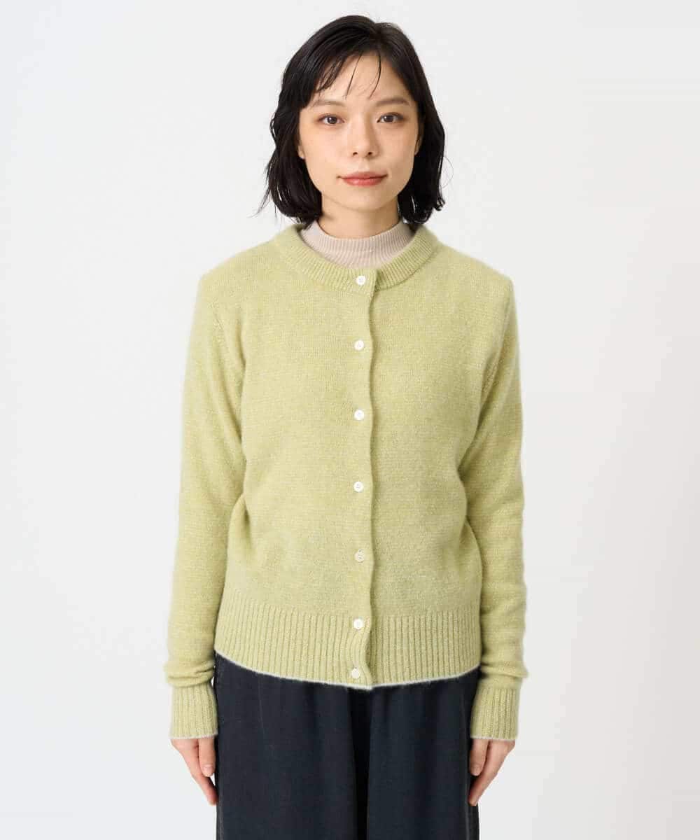 NHSAI86390 GIANNI LO GIUDICE(小さいサイズ)(メゾン ドゥ サンク) ピュアカシミヤクルーネックカーディガン ライトイエロー