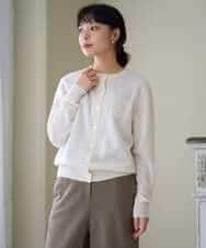 NHSAI87390 GIANNI LO GIUDICE(小さいサイズ)(メゾン ドゥ サンク) カシミヤクルーネックカーディガン ブルー