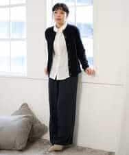 NHSAI87390 GIANNI LO GIUDICE(小さいサイズ)(メゾン ドゥ サンク) カシミヤクルーネックカーディガン ブルー