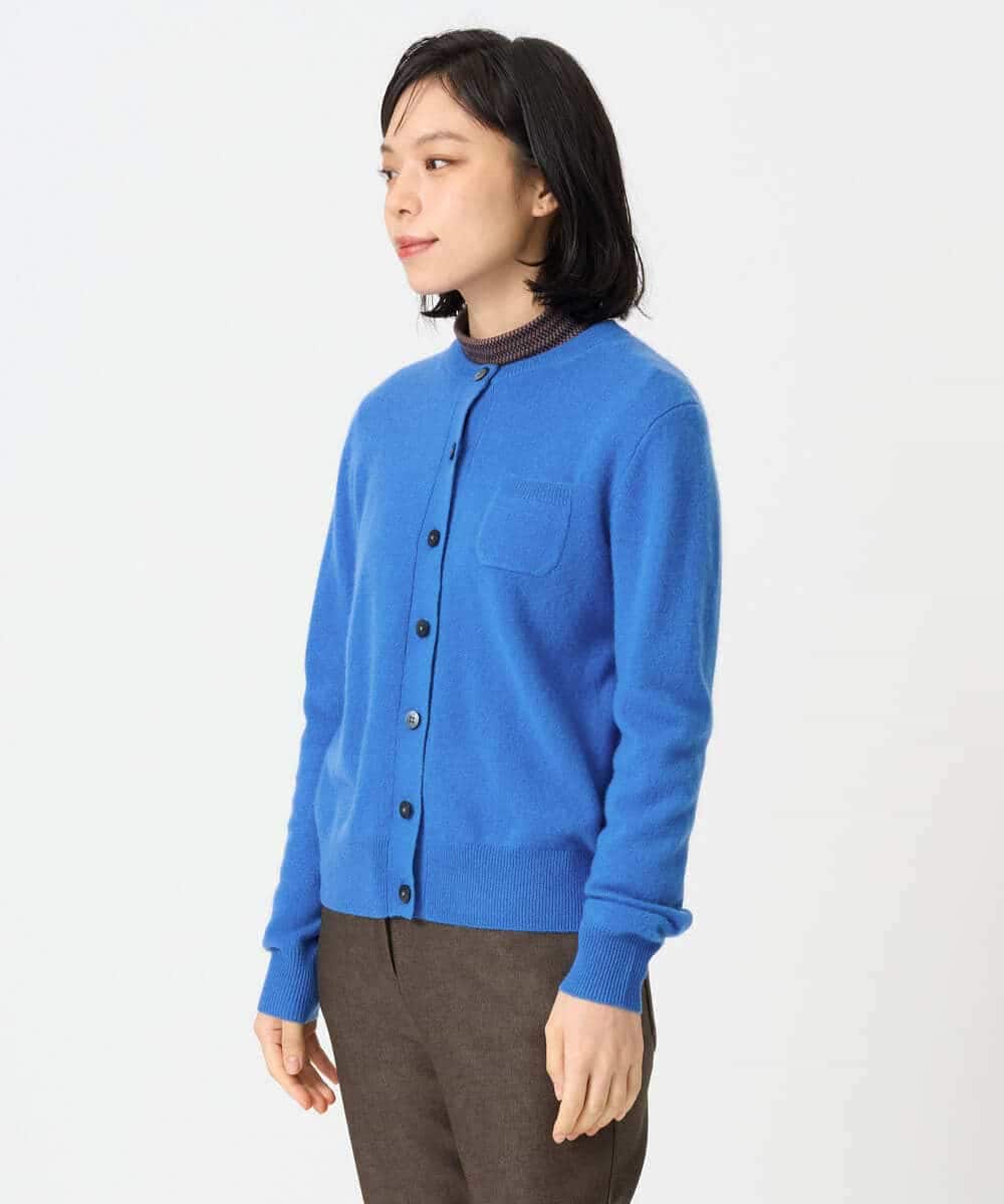 NHSAI87390 GIANNI LO GIUDICE(小さいサイズ)(メゾン ドゥ サンク) カシミヤクルーネックカーディガン ブルー