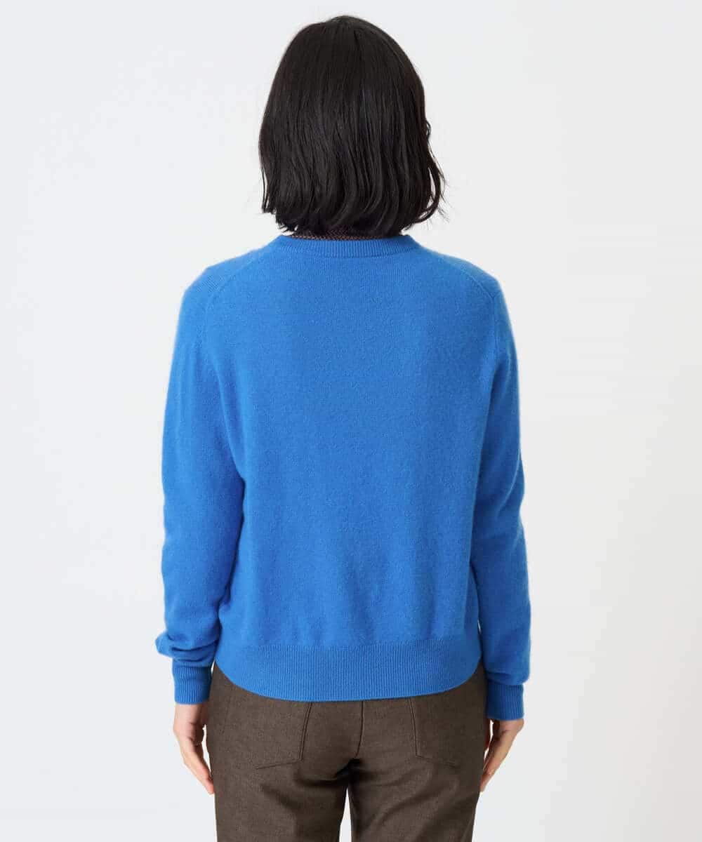 NHSAI87390 GIANNI LO GIUDICE(小さいサイズ)(メゾン ドゥ サンク) カシミヤクルーネックカーディガン ブルー