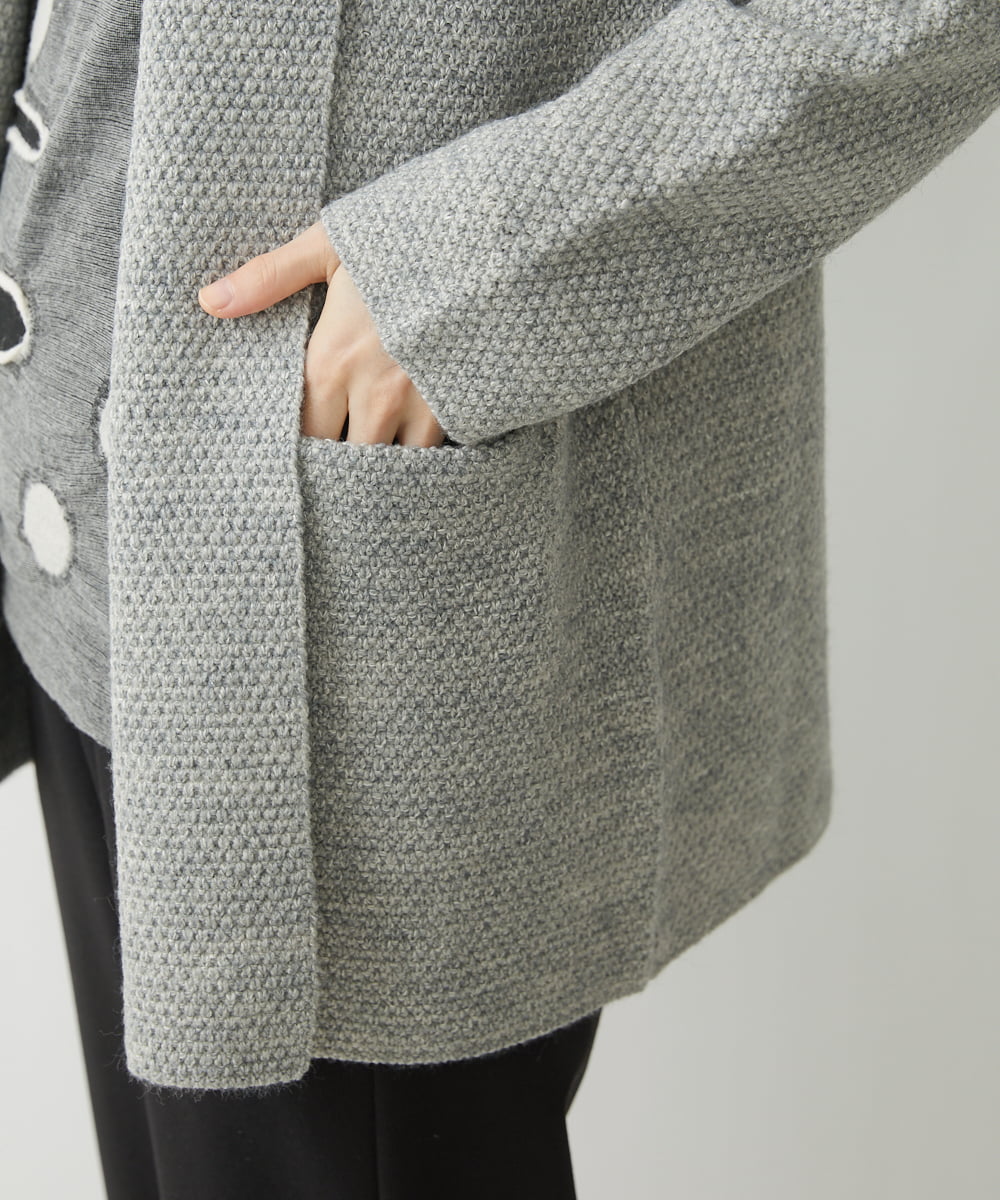 NHSAV41330 GIANNI LO GIUDICE(小さいサイズ)(メゾン ドゥ サンク) [洗える]ツイーディーカノコニットコーディガン グレー