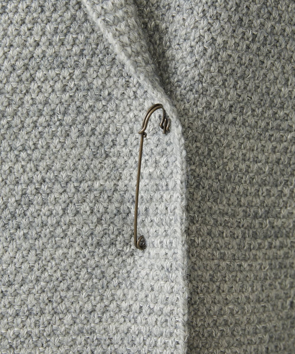 NHSAV41330 GIANNI LO GIUDICE(小さいサイズ)(メゾン ドゥ サンク) [洗える]ツイーディーカノコニットコーディガン グレー