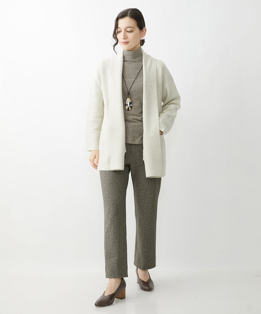 NHSAV41330 GIANNI LO GIUDICE(小さいサイズ)(メゾン ドゥ サンク) [洗える]ツイーディーカノコニットコーディガン グレー