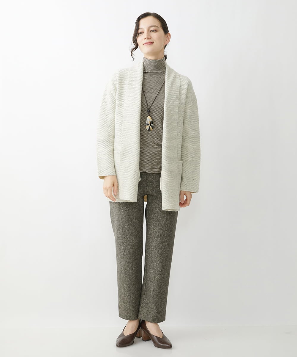 NHSAV41330 GIANNI LO GIUDICE(小さいサイズ)(メゾン ドゥ サンク) [洗える]ツイーディーカノコニットコーディガン グレー