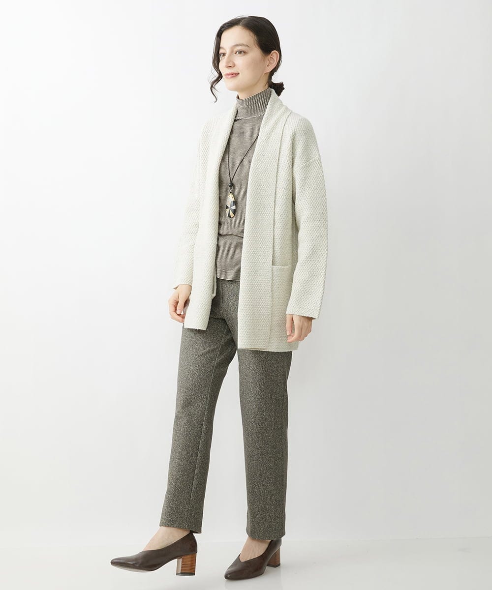 NHSAV41330 GIANNI LO GIUDICE(小さいサイズ)(メゾン ドゥ サンク) [洗える]ツイーディーカノコニットコーディガン グレー
