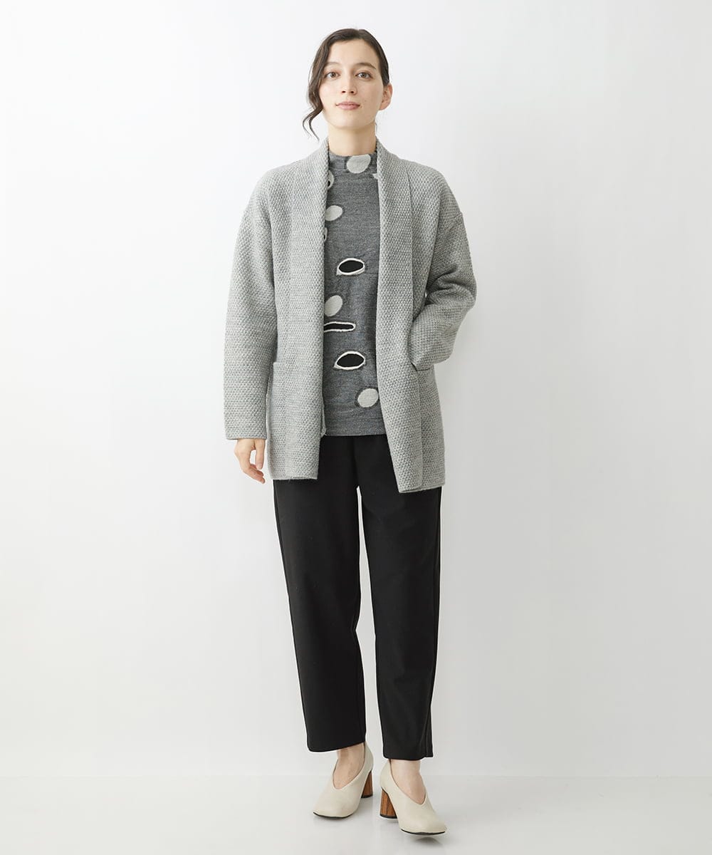 NHSAV41330 GIANNI LO GIUDICE(小さいサイズ)(メゾン ドゥ サンク) [洗える]ツイーディーカノコニットコーディガン グレー